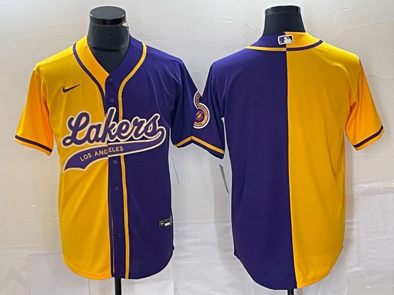Men Los Angeles Lakers Blank yellow purple 2023 Nike Co Branding Game NBA Jersey style 4